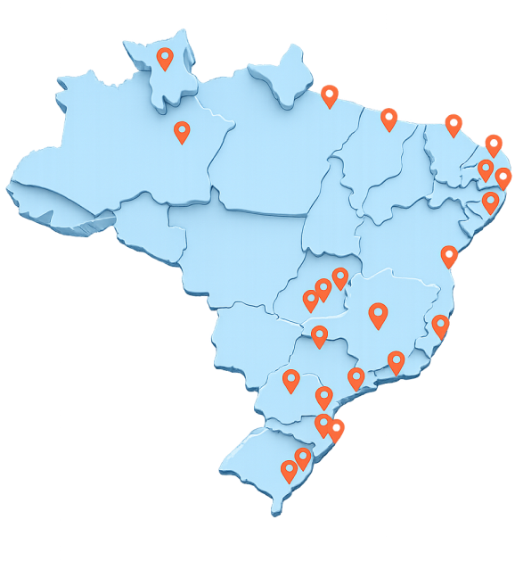 Mapa do Brasil com localizações VDI